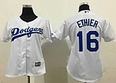 Women Los Angeles Dodgers #16 Andre Ethier White Fashion Stitched Baseball Jersey,baseball caps,new era cap wholesale,wholesale hats
